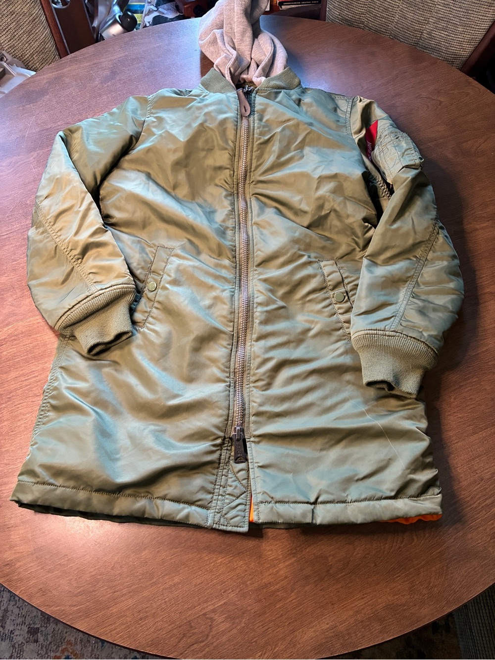 ALPHA INDUSTRIES MA-1 NATUS LONG Flight Jacket  Size M Green mens
